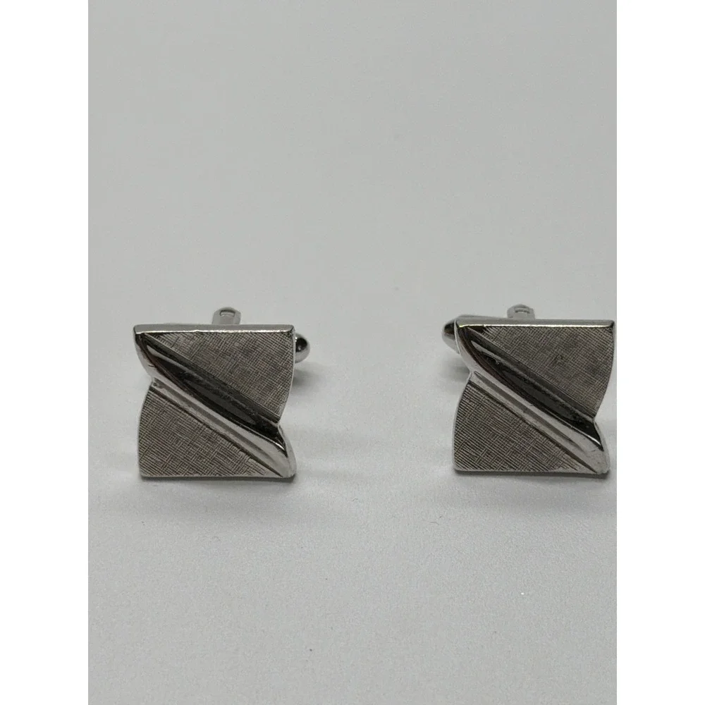 Mens Vintage Cufflinks Cuff Links Swank Silver Tone‎ 3/4